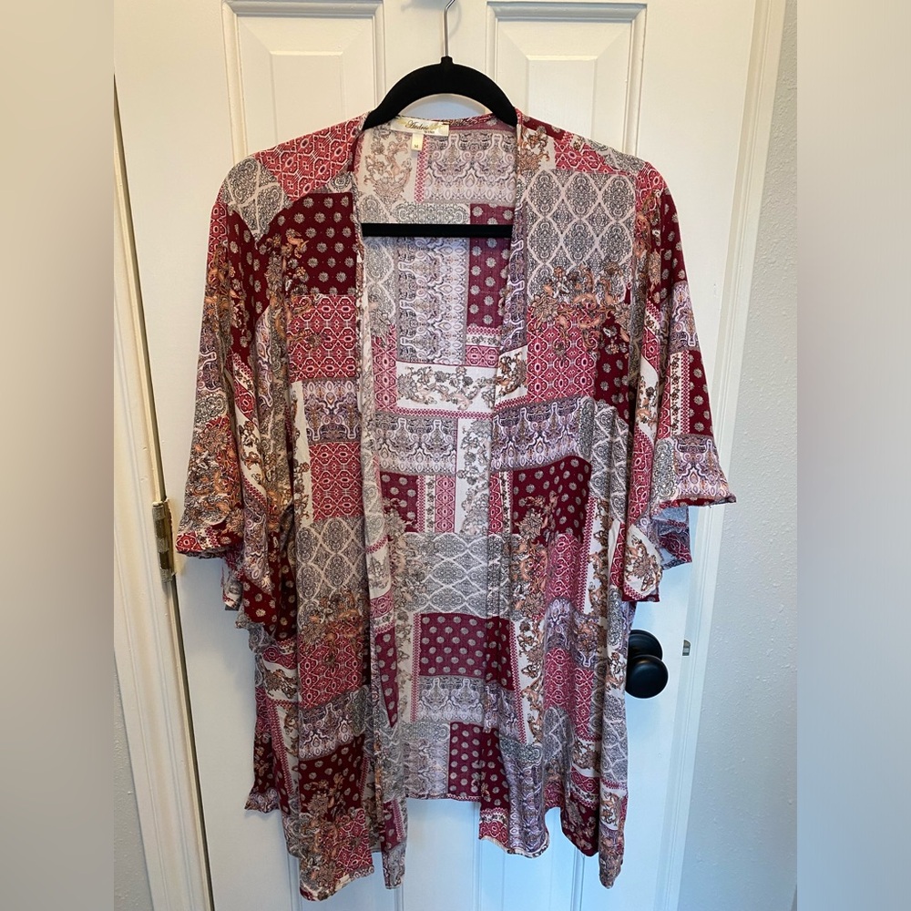 Andree by Unit Women's Pink Patchwork Short Sleeve Kimono